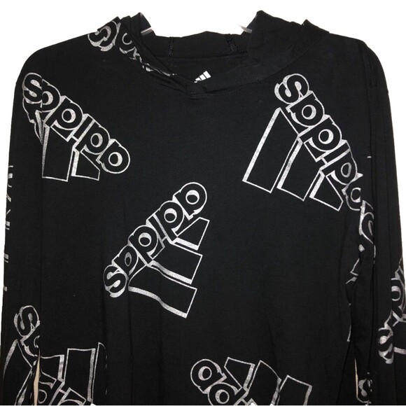 Adidas AA7302 Black Double Exposed Hoodie Tee Womens Size Small - Picture 3 of 12